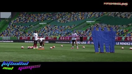 Cristiano Ronaldo, Quaresma y Nani compiten en tiros libres en entrenamiento | 2015