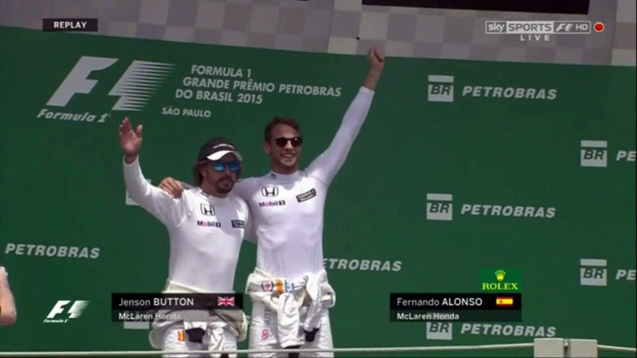 Formula 1 2015 Brazil Qualifying / Button & Alonso on podium and Grosjean Spins
