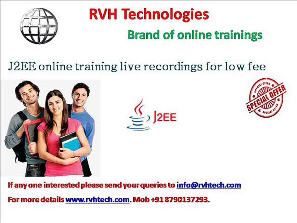 J2EE online training live recordings for low fee