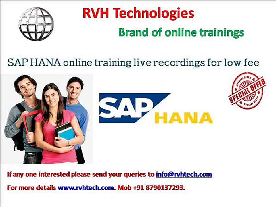 SAP HANA online training live recordings for low fee