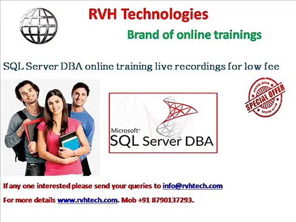 SQL Server DBA online training live recordings for low fee