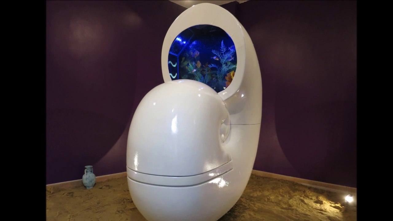 Aquarium WC nautile Des toilettes Design impressionnantes  Flush the toilet tank, not the fish !