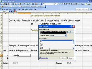 Use of SLN and DB Formula in Ms Excel