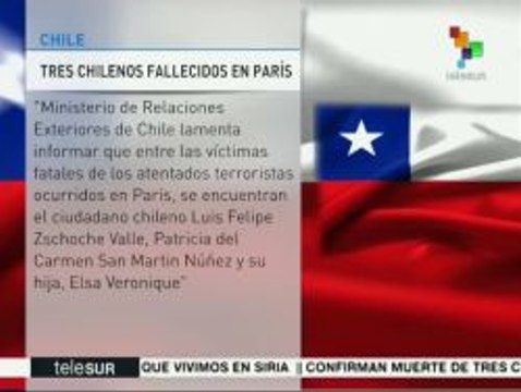 Mueren tres ciudadanos chilenos en atentados de París