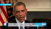 Obama, Putin agree need for UN-negotiated Syria talks, ceasefire