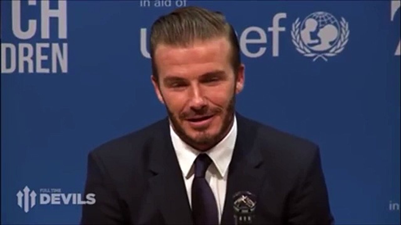 David Beckham Picks Up and Answers Journalists Phone During Press Conference (Funny)