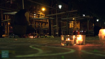 Boulevard Richard Lenoir, le sol se recouvre de dessin à la craie, pour mieux exprimer ce que l'on ressent