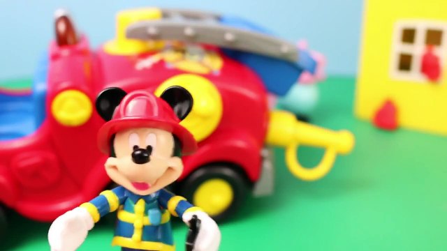 Mickey Mouse Clubhouse Mickey Fire Truck Peppa Pig George Pig Joker from Batman ToysReviewToys
