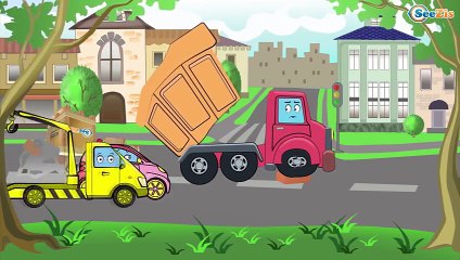 ➲ Excavator and Dump Truck - Construction Vehicles on Job - Animation Cartoon