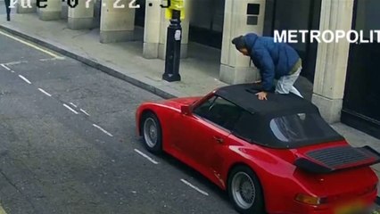 This Man Tried To Steal a Porshe Car by Cutting a Hole in the Roof