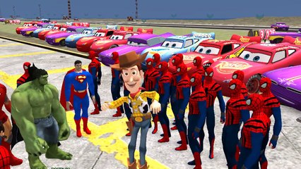 ★★★ Woody Play with Spiderman & Hulk, Lightning McQueen Disney Cars Batman Superman