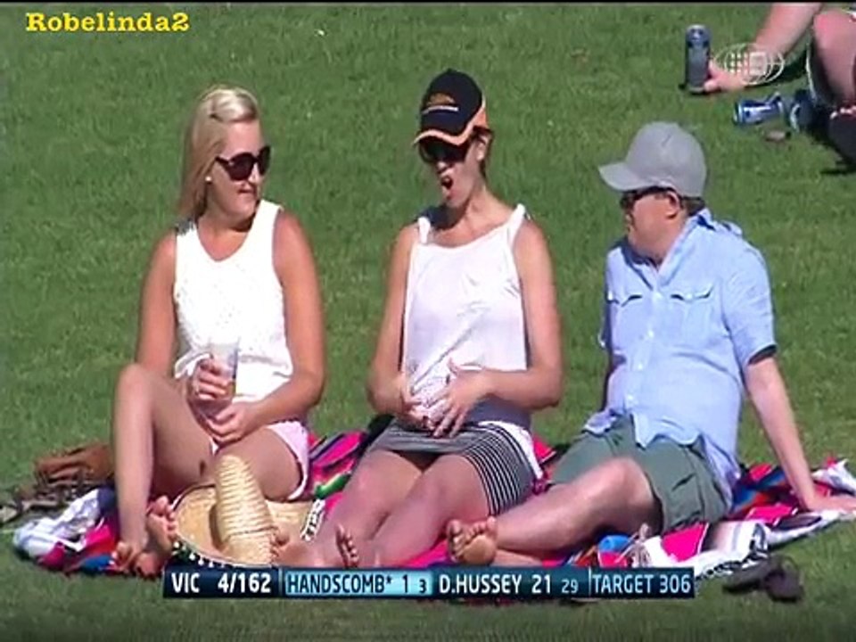 Girl imitating sex at the cricket