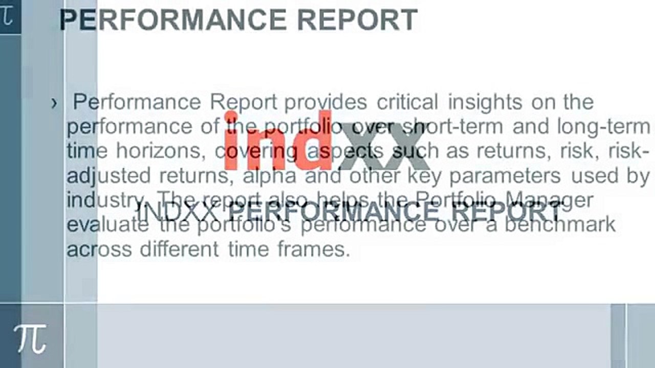 INDXX PERFORMANCE REPORT