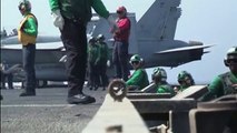 F 18 launches off the flight deck of the aircraft carrier USS George H.W. Bush