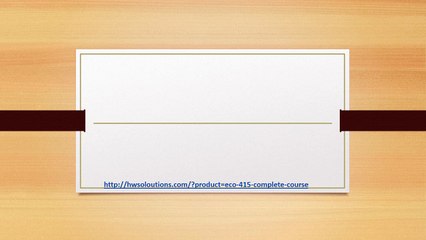 ECO 415 Comprehensive Course Offering