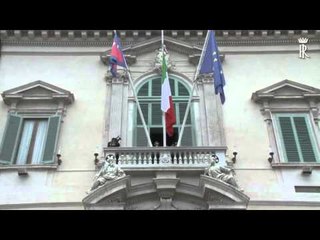 Roma - Attentati Parigi, Quirinale- bandiere a mezz'asta (14.11.15)