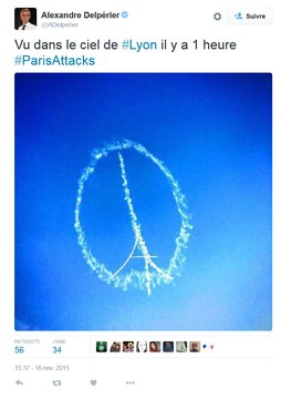 Attentats à Paris : Le symbole «Peace for Paris» dans le ciel de Lyon
