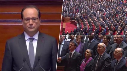 Standing ovation et Marseillaise après le discours de François Hollande.