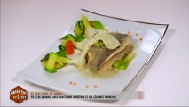 Le plat de Samuel : filet de dorade avec son écume d'huîtres et ses légumes primeurs