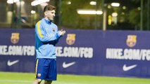 Leo Messi, Rakitic and Ter Stegen in training