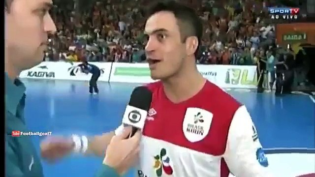 Disgusting: Brazilian futsal legend Falcao spits at a supporter during a game