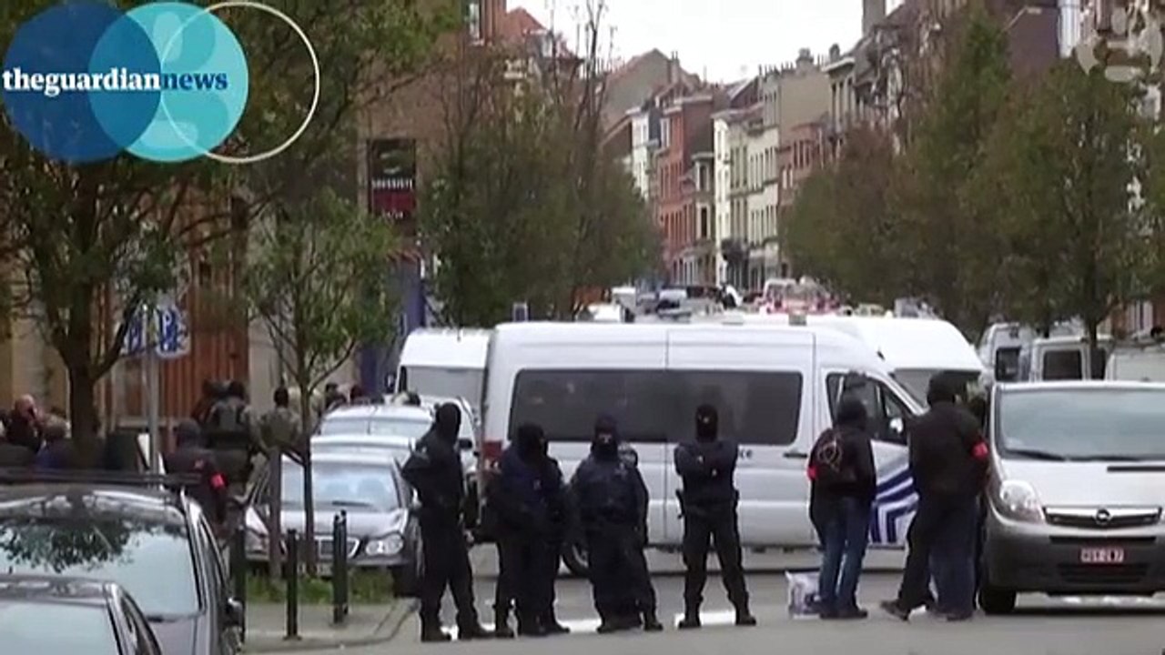 Loud bangs during Brussels police raids for Paris attack suspects video