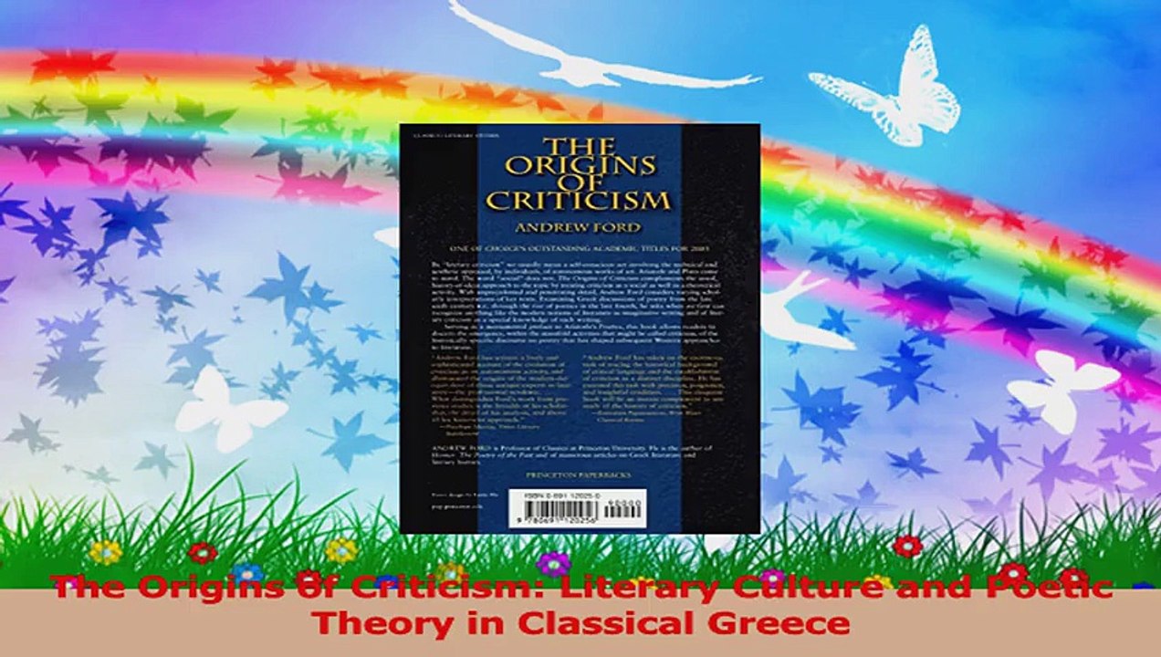 Die Ursprünge der Kritik der Literarischen Kultur und Poetischen Theorie im Klassischen Griechenland PDF Kostenlos