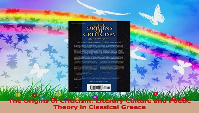 Die Ursprünge der Kritik der Literarischen Kultur und Poetischen Theorie im Klassischen Griechenland PDF Kostenlos