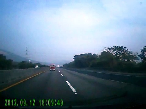 Car goes on fire on Highway looking like Back to the Future!