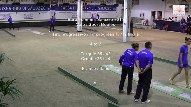 Demi-finales, tir progressif, Sport Boules, Euro Féminin, Saluzzo 2015