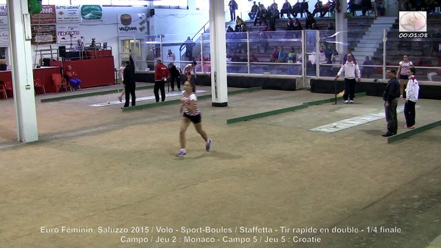 Quarts de finale, tir rapide en double, Sport Boules, Euro Féminin, Saluzzo 2015