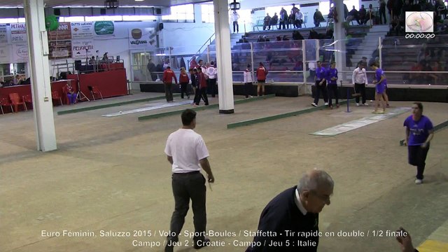 Demi-finales, tir rapide en double, Sport Boules, Euro Féminin, Saluzzo 2015