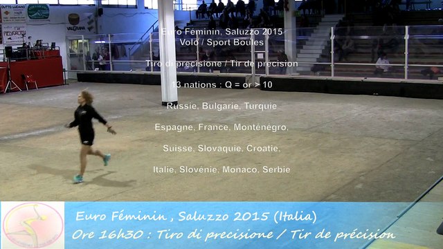Premier tour de qualification, tir de précision, Sport Boules, Euro Féminin, Saluzzo 2015