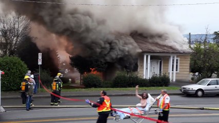 Man is dancing, while he is full burnt