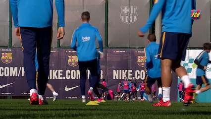FC Barcelona training session- Youngsters join first team in workout
