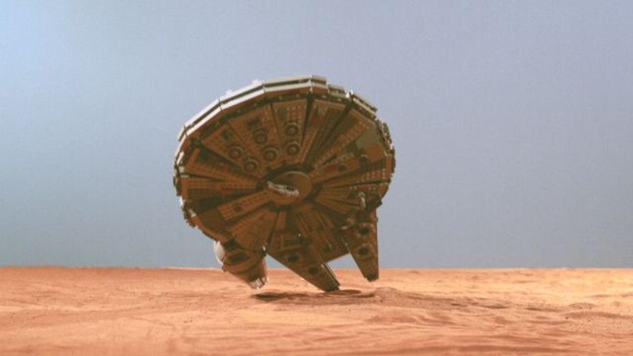 Star Wars Lego Destruction  - A Millennium Falcon Lego Replica Plummets Into Jakku