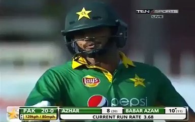 Azhar Ali showing extreme aggression on England's Bolwer in 3rd ODI..