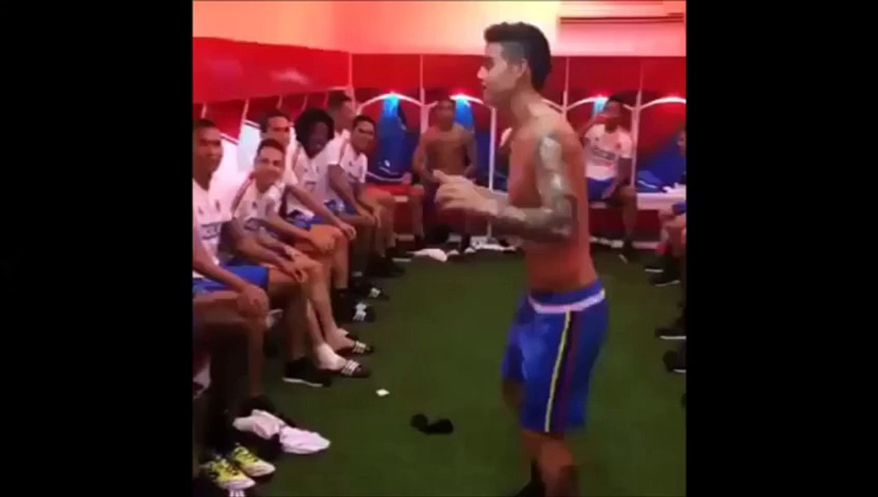 James Rodriguez leads Colombia team-mates in keepy-up bin challenge