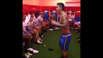 James Rodriguez leads Colombia team-mates in keepy-up bin challenge