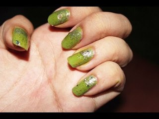 My Holiday Glitter Green Nail Tutorial