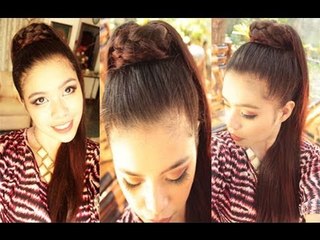 Kim Kardashian Inspired Braided High Ponytail (Simplified version)Plus a DIY Hair Doughnut