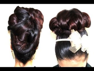 Elegant Big bun Updo for Prom/ Wedding Updo No heat hairstyle