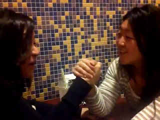 Girls arm wrestling - in public