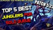 ✔ Top 5 Best JUNGLERS for Solo Queue Patch 5.22 TIER LIST | League of Legends