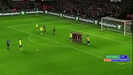 Zlatan Ibrahimovic freekick goal vs Denmark 17_11_2015
