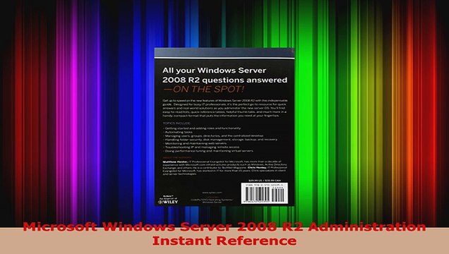 Download Microsoft Windows Server 2008 R2 Administration Instant Reference PDF Free PDF Online