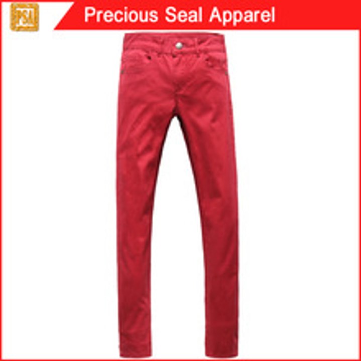 ladies cotton spandex stretch skinny solid color red pants jeans (PSA1503-6) Best Seller