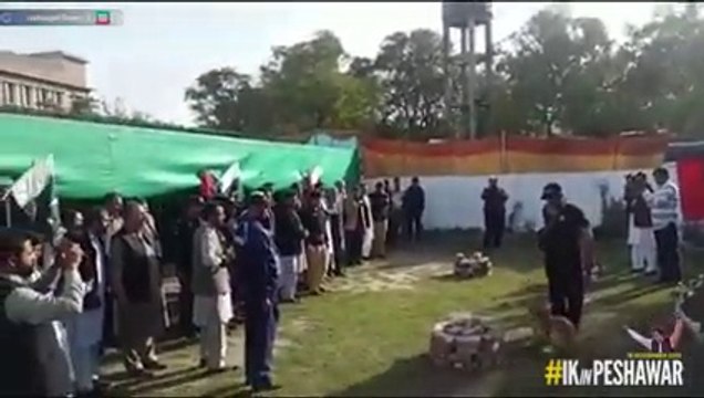 Khan Sab inspecting special K-9 unit dogs of KPK police Explosive Handling Unit.