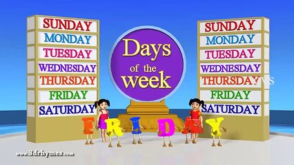 Days of the Week 3D Animation English Nursery rhyme for children