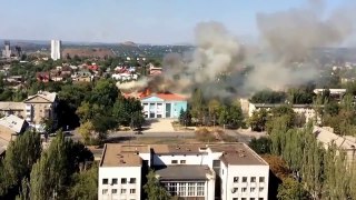 Ukraine War Kalininsky district of Donetsk shelled by Ukrainian forces 27.08.14